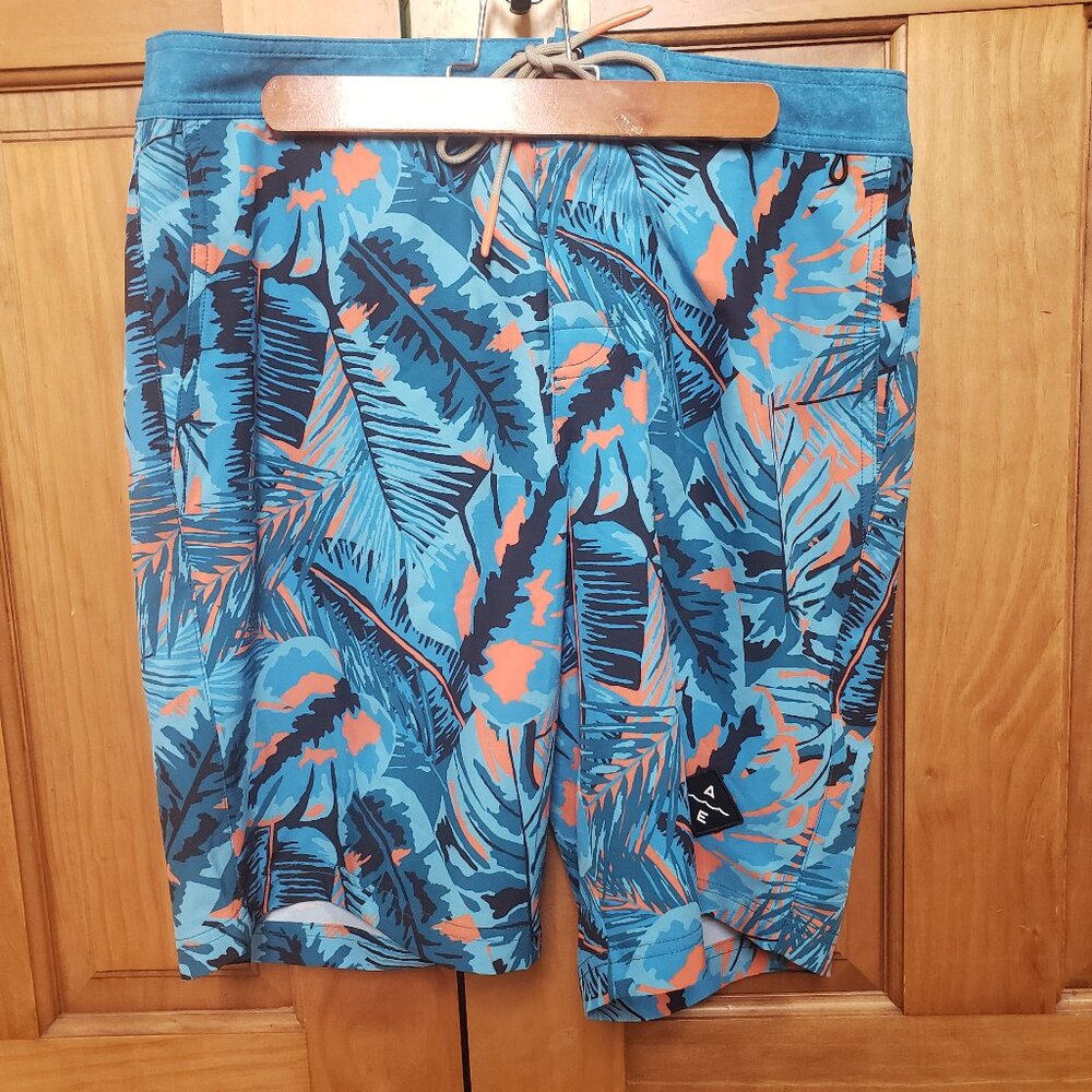 American Eagle Men's Swim Trunks Board Shorts tropical Sz Med Lngth 10" Blue